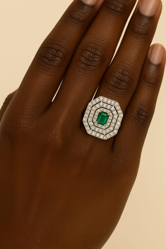 Emerald Radiance Octagon Ring