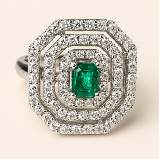 Emerald Radiance Octagon Ring
